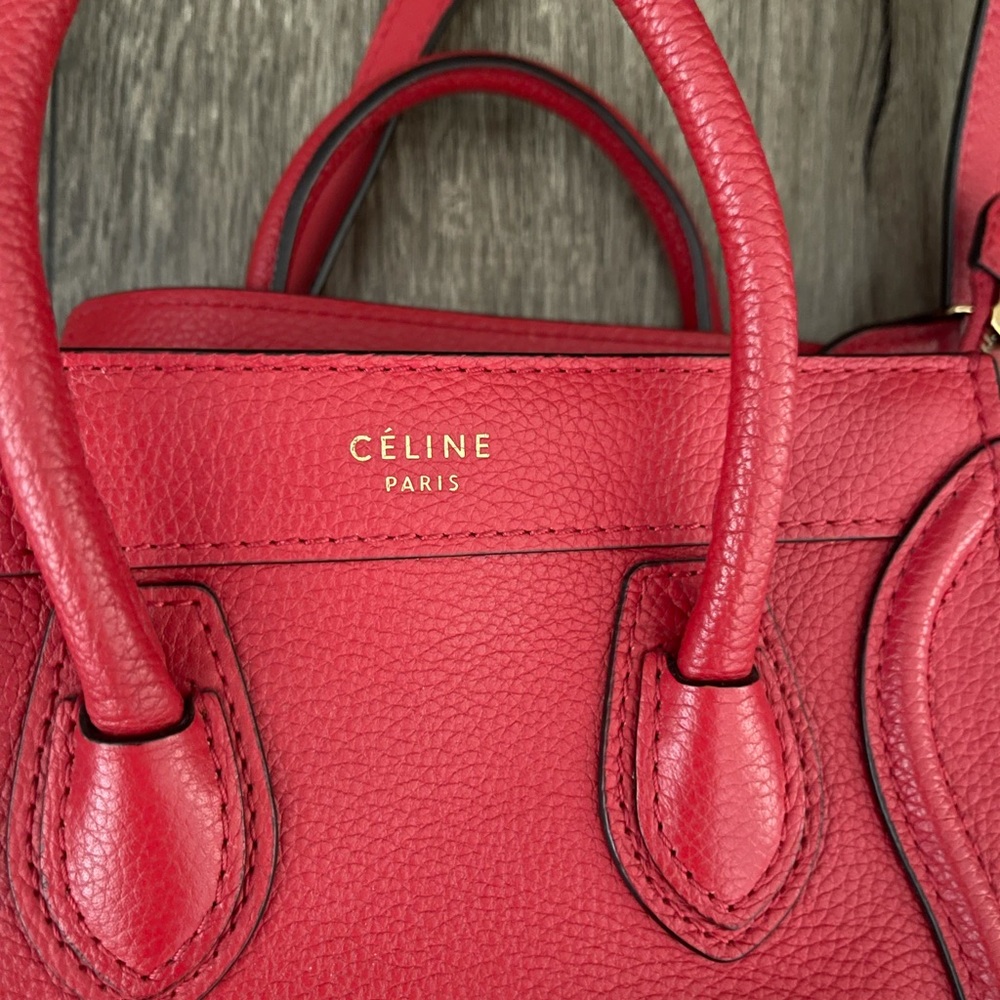 Authentic Celine Nano Luggage Red Bag Crossbody - Picture 6 of 15